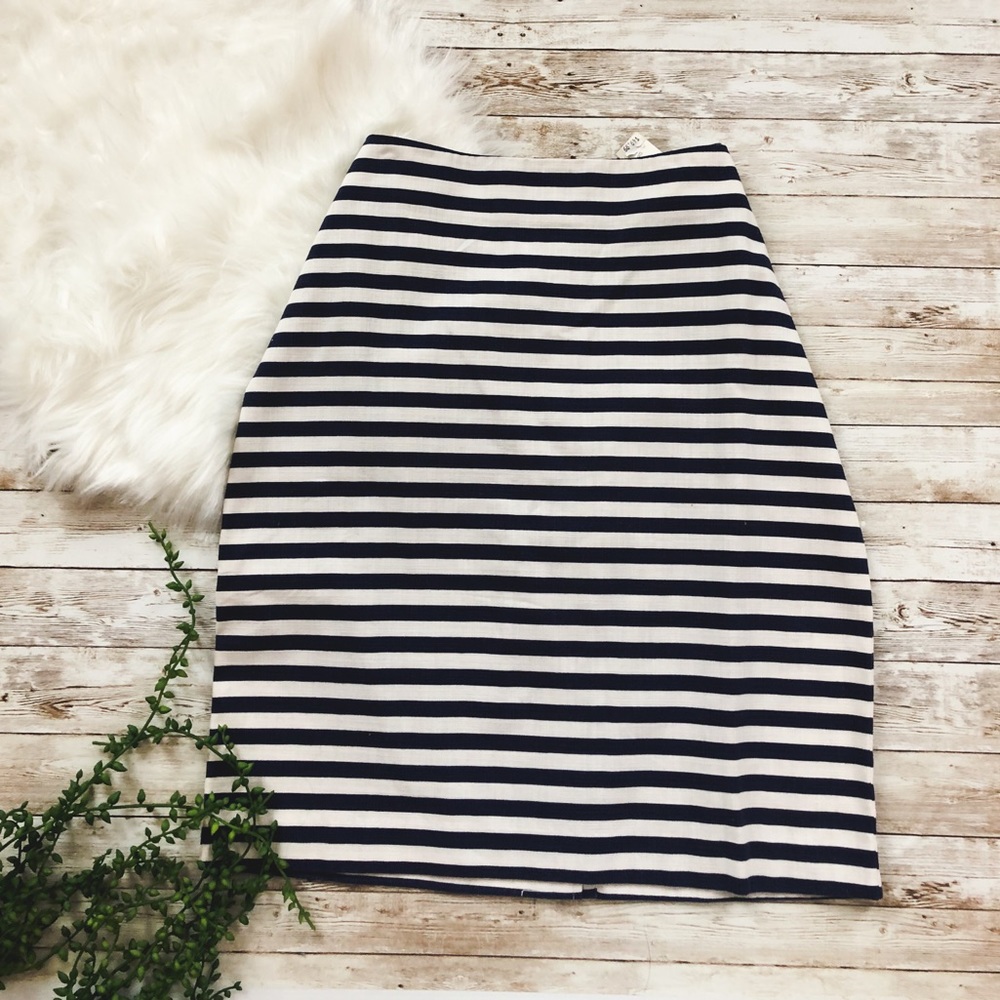 NWT Talbots Navy Blue Striped Pencil Skirt